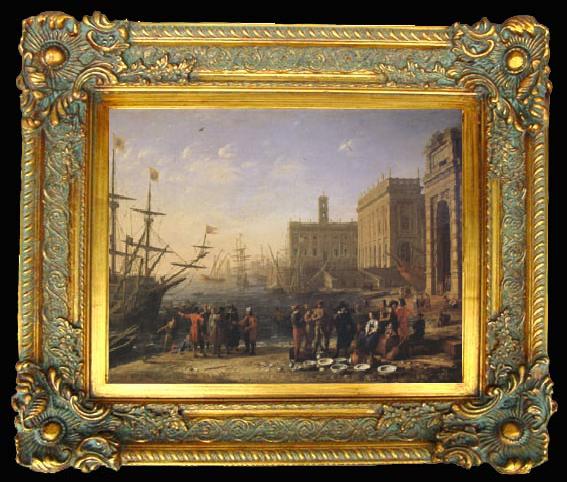 framed  Claude Lorrain View of a Port with the Capitol (mk05), Ta012-2